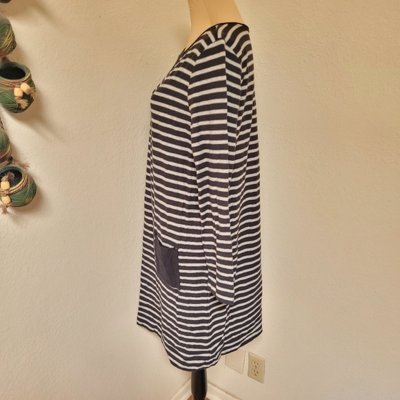 J. Jill Black and Grey Striped Point Knit Dress - Picture 6 of 6